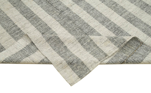Striped Kilim Bej Çizgili Pamuk Yün El Dokuma Halısı 217x293 Agacan