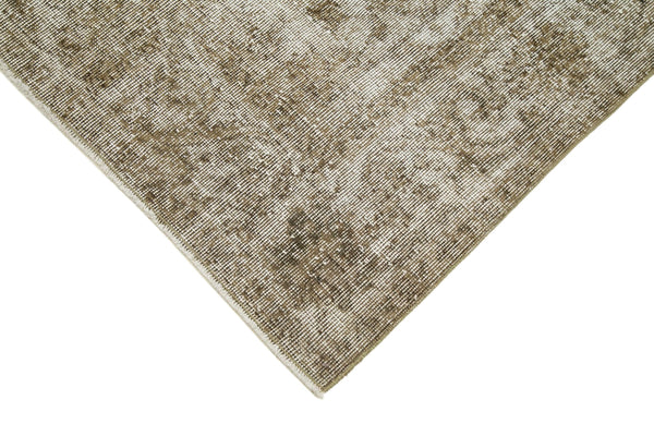 Overdyed Vintage Bej Eskitme Pamuk Yün El Dokuma Halısı 86x298 Agacan