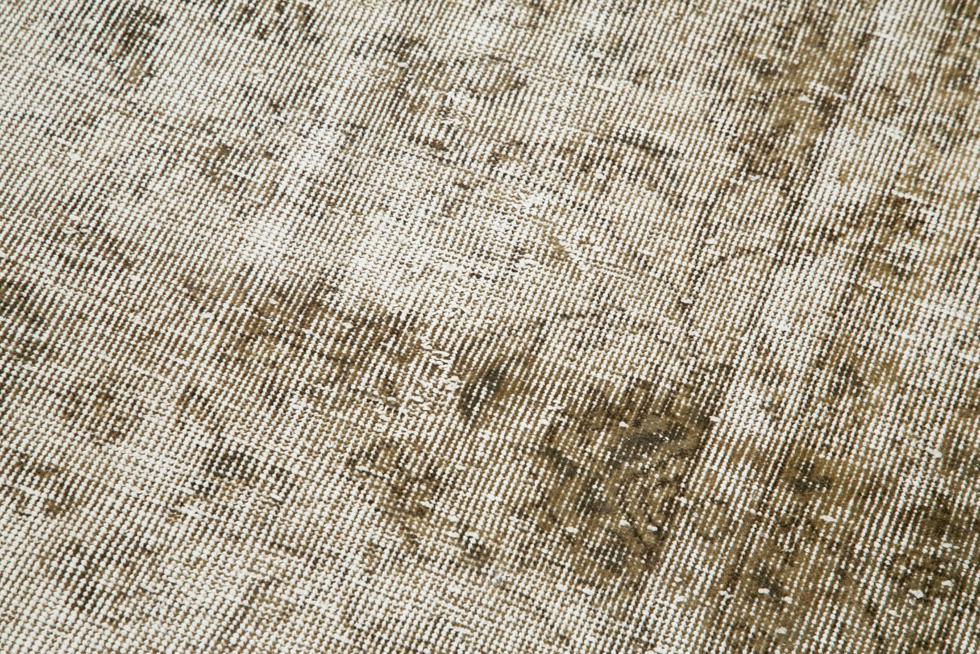 Overdyed Vintage Bej Eskitme Pamuk Yün El Dokuma Halısı 86x298 Agacan