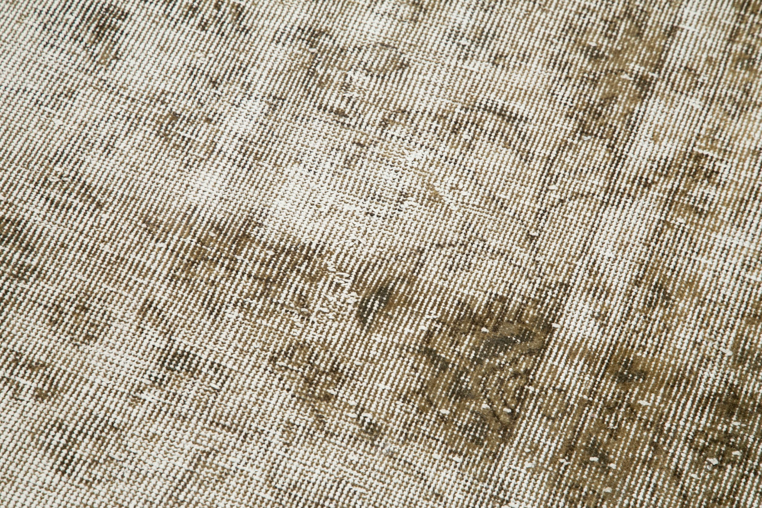 Overdyed Vintage Bej Eskitme Pamuk Yün El Dokuma Halısı 86x298 Agacan