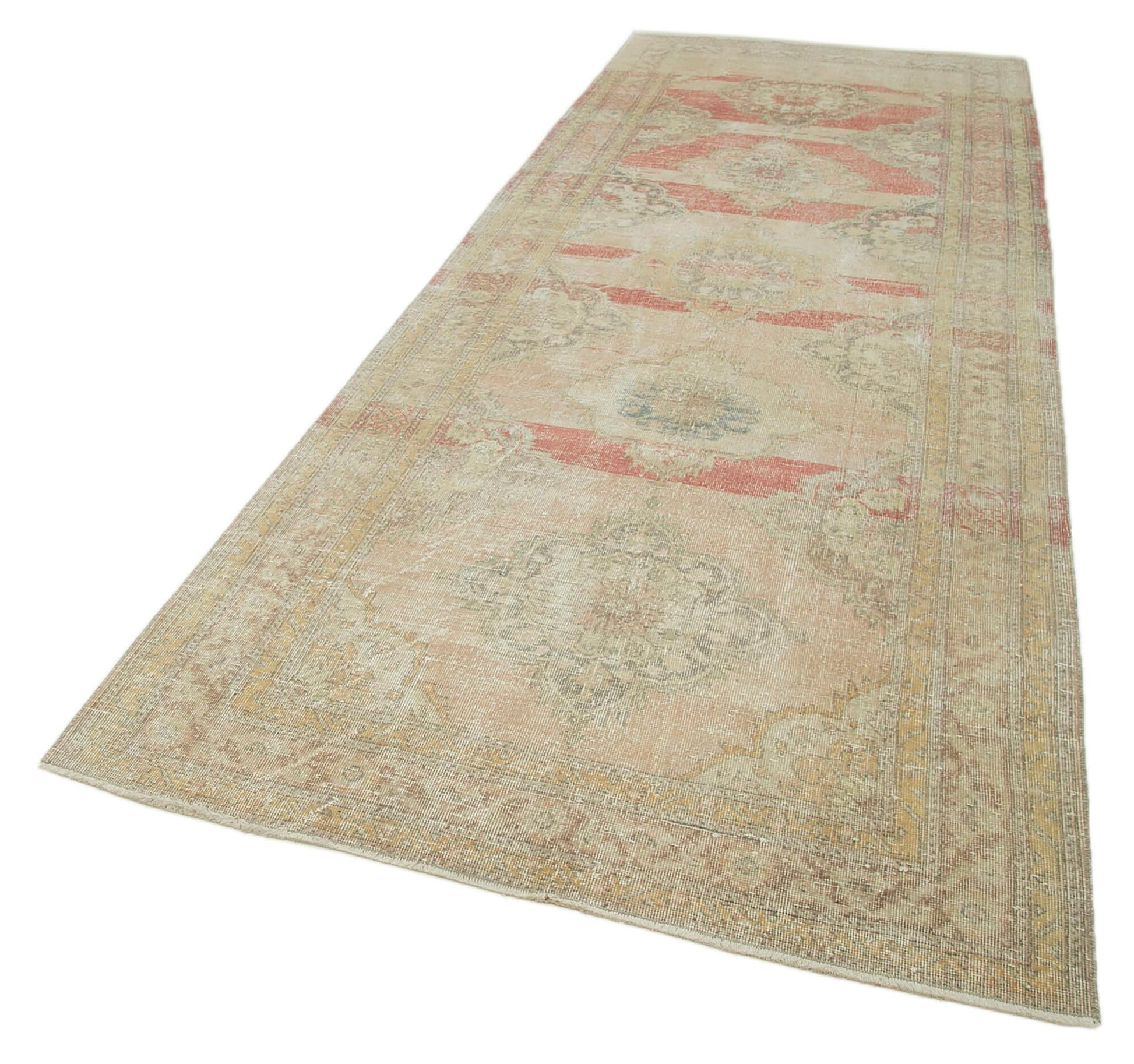 Zile Bej Eskitme Pamuk Yün El Dokuma Halısı 144x390 Agacan