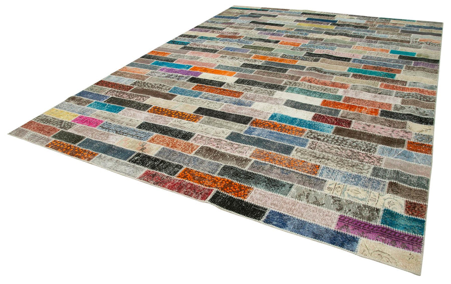 Kırk Yama Pembe Patchwork Pamuk Yün El Dokuma Halısı 303x400 Agacan