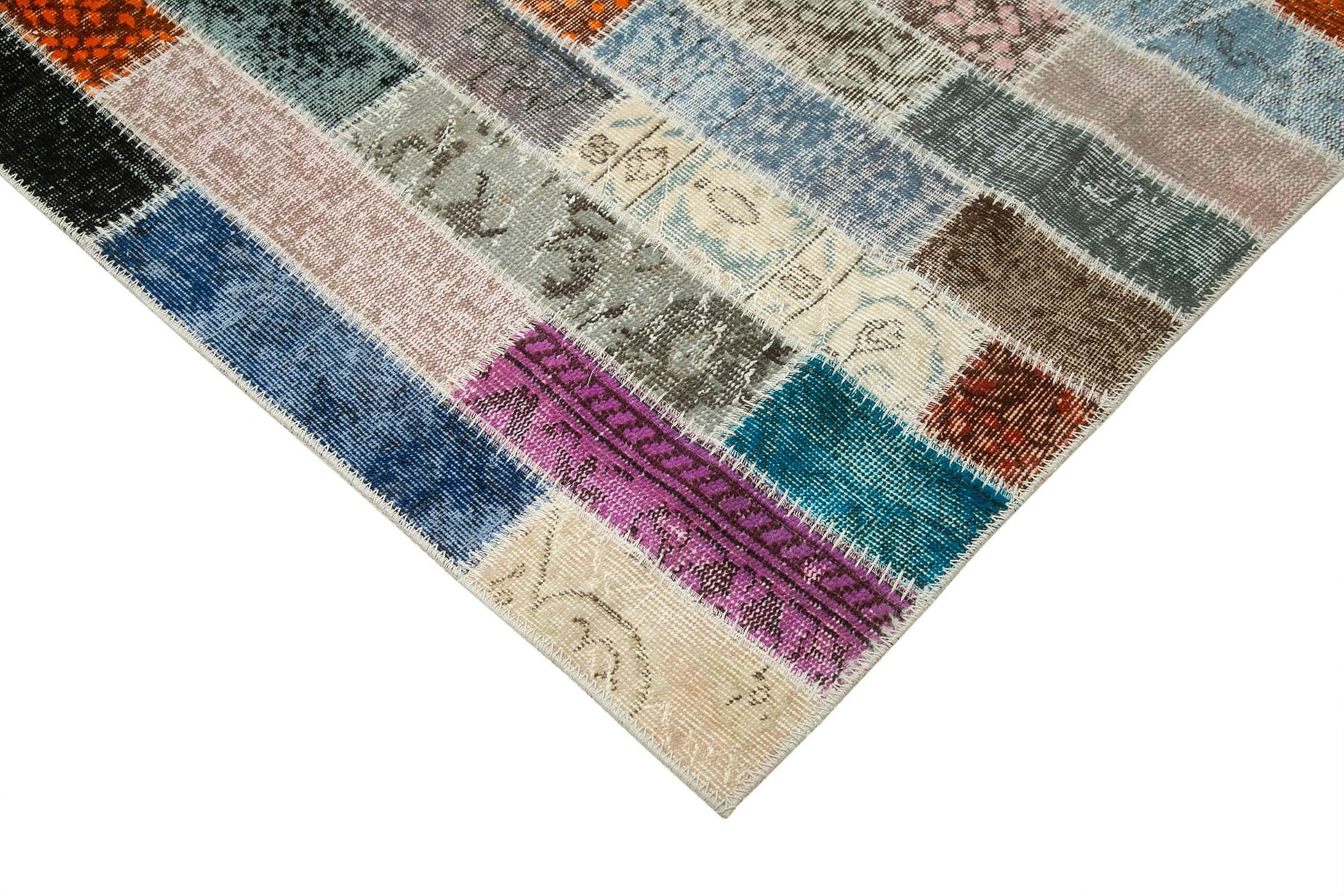 Kırk Yama Pembe Patchwork Pamuk Yün El Dokuma Halısı 303x400 Agacan