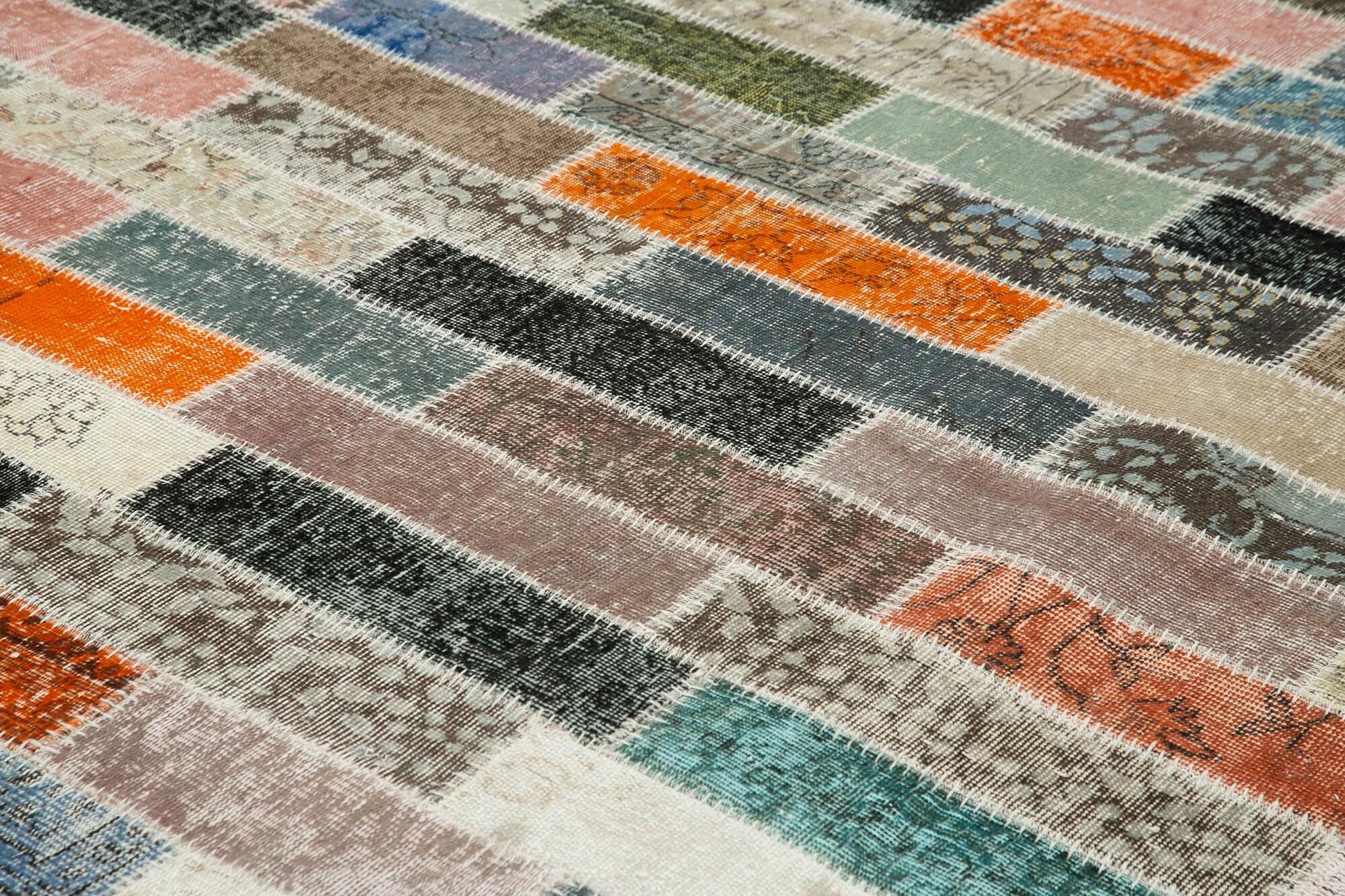 Kırk Yama Pembe Patchwork Pamuk Yün El Dokuma Halısı 303x400 Agacan