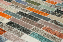 Kırk Yama Pembe Patchwork Pamuk Yün El Dokuma Halısı 303x400 Agacan