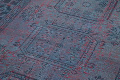 Zile Mavi Eskitme Pamuk Yün El Dokuma Halısı 136x340 Agacan