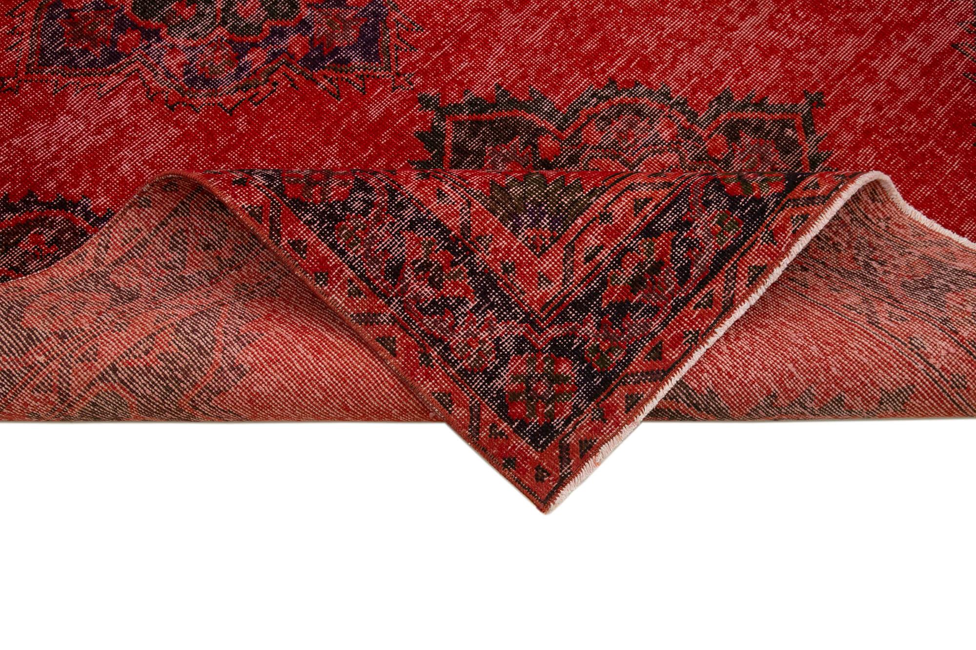 Zile Kırmızı Eskitme Pamuk Yün El Dokuma Halısı 150x386 Agacan
