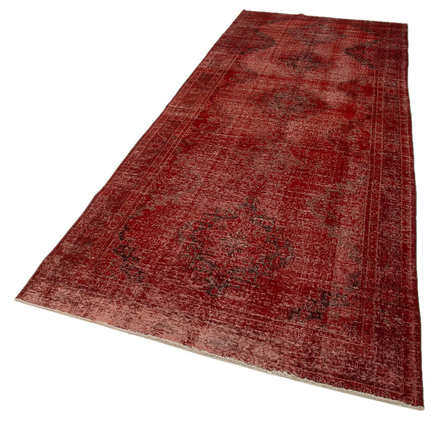 Zile Kırmızı Eskitme Pamuk Yün El Dokuma Halısı 138x374 Agacan