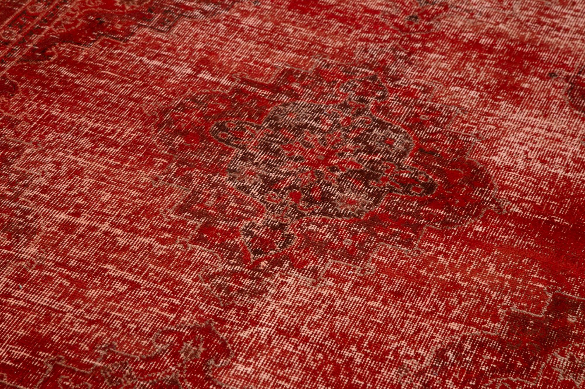 Zile Kırmızı Eskitme Pamuk Yün El Dokuma Halısı 138x374 Agacan