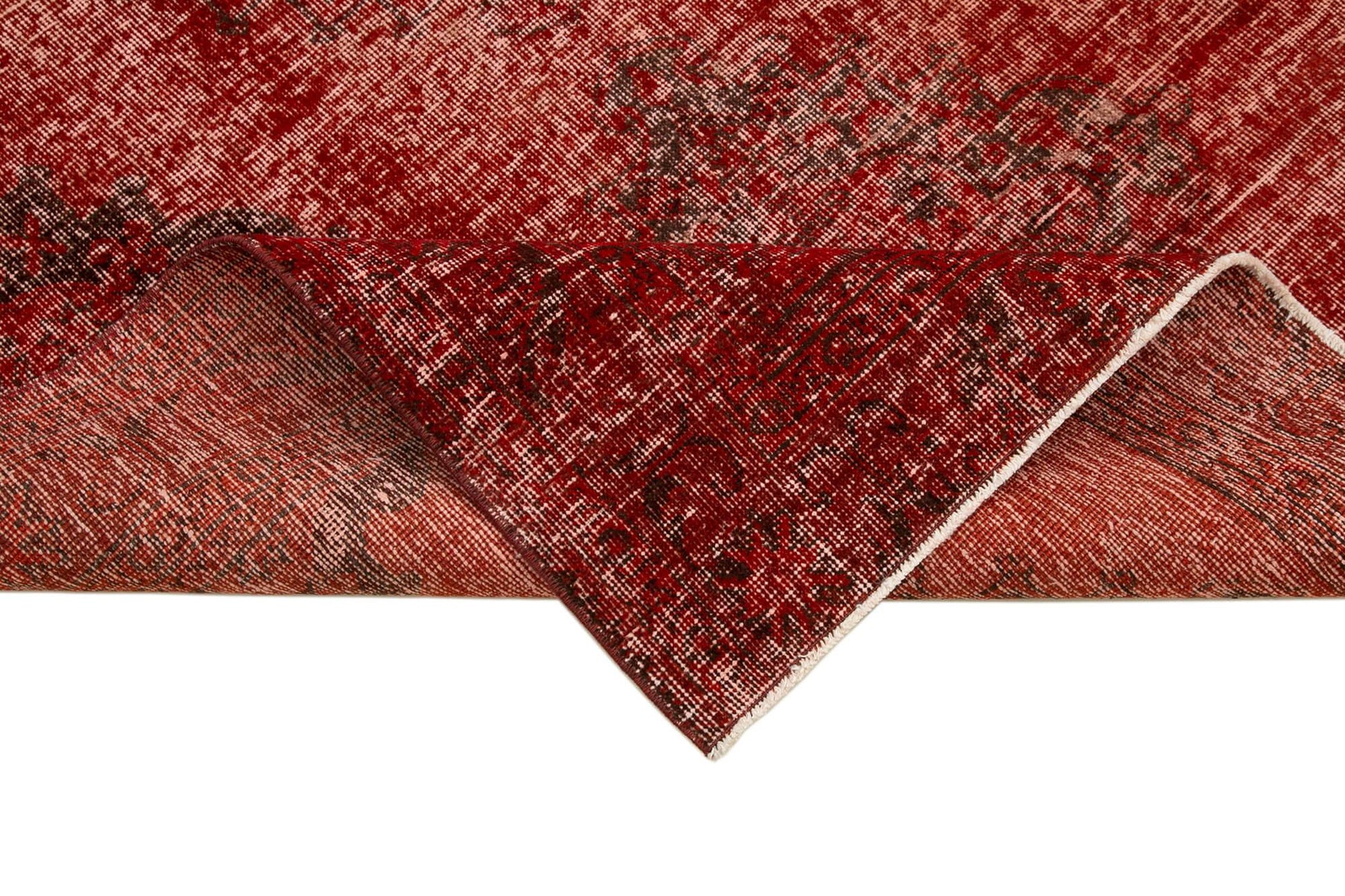 Zile Kırmızı Eskitme Pamuk Yün El Dokuma Halısı 138x374 Agacan
