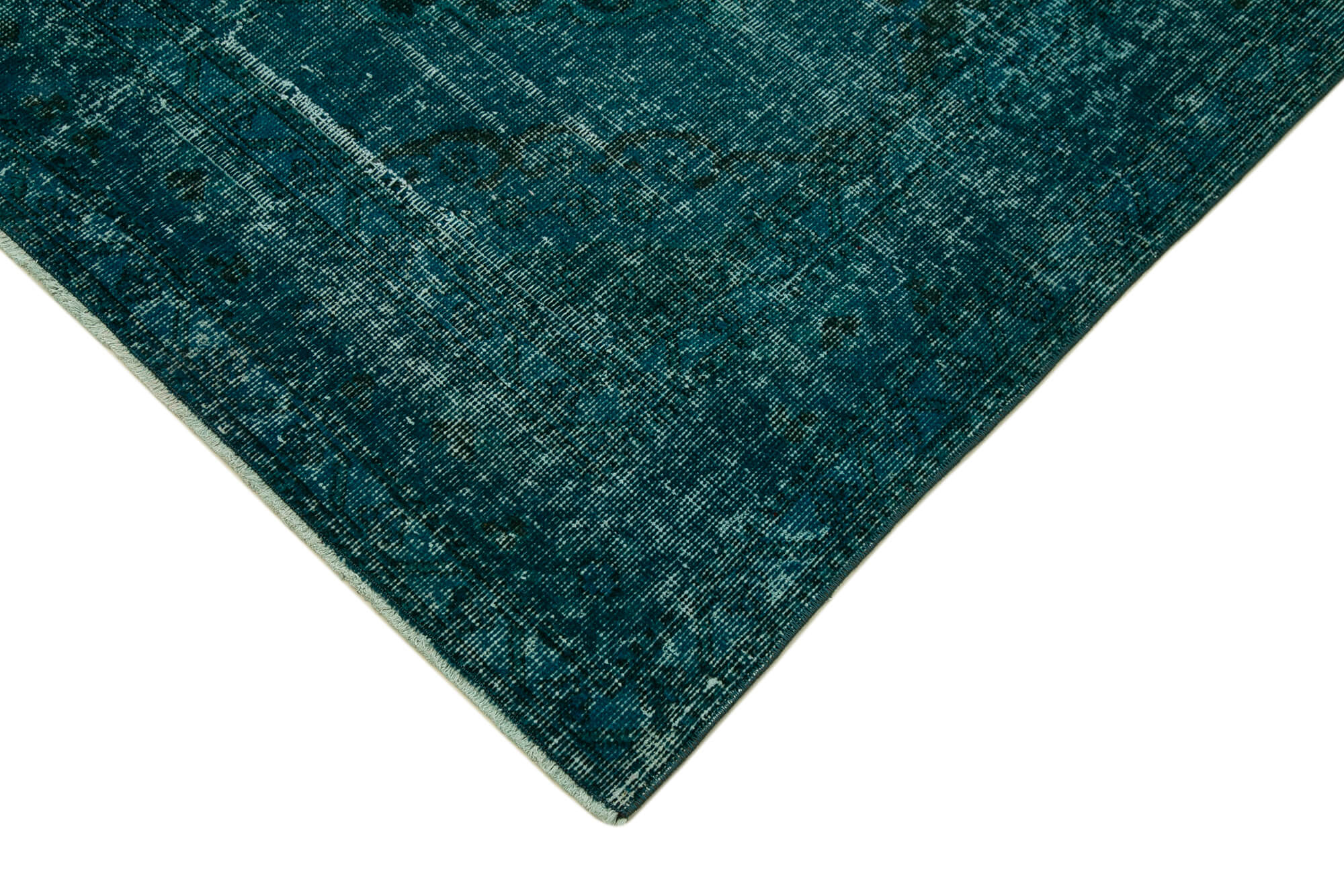 Zile Turkuaz Eskitme Pamuk Yün El Dokuma Halısı 143x388 Agacan