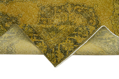 Zile Sarı Eskitme Pamuk Yün El Dokuma Halısı 131x395 Agacan