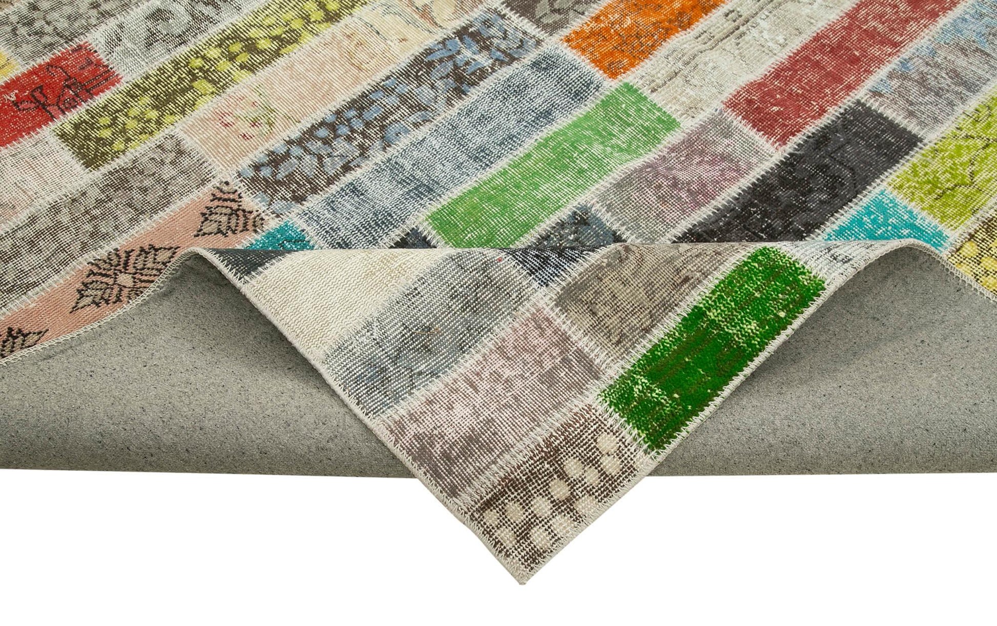 Kırk Yama Pembe Patchwork Pamuk Yün El Dokuma Halısı 303x408 Agacan