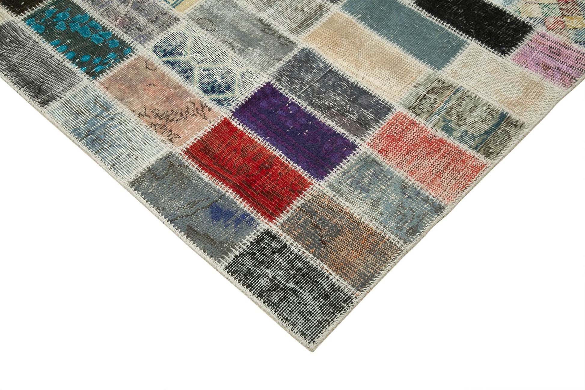 Kırk Yama Pembe Patchwork Pamuk Yün El Dokuma Halısı 308x400 Agacan