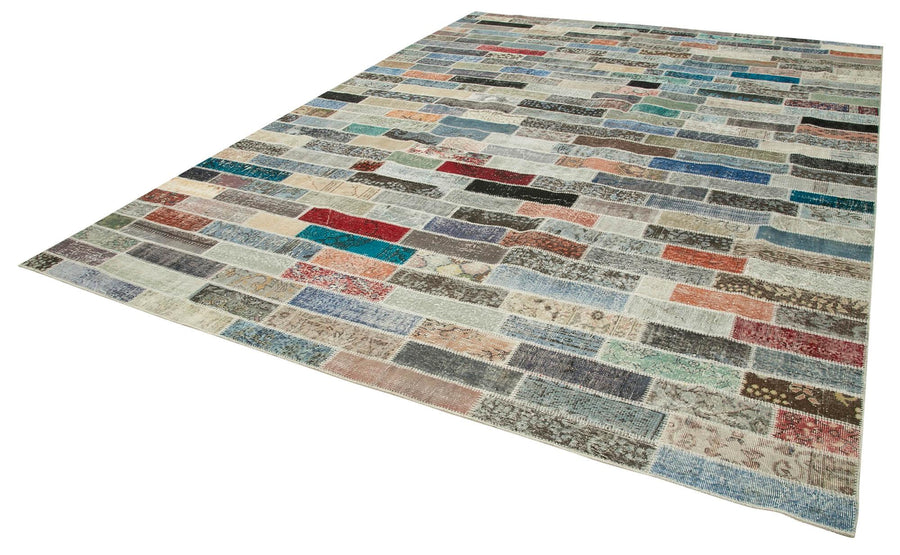 Kırk Yama Pembe Patchwork Pamuk Yün El Dokuma Halısı 300x405 Agacan