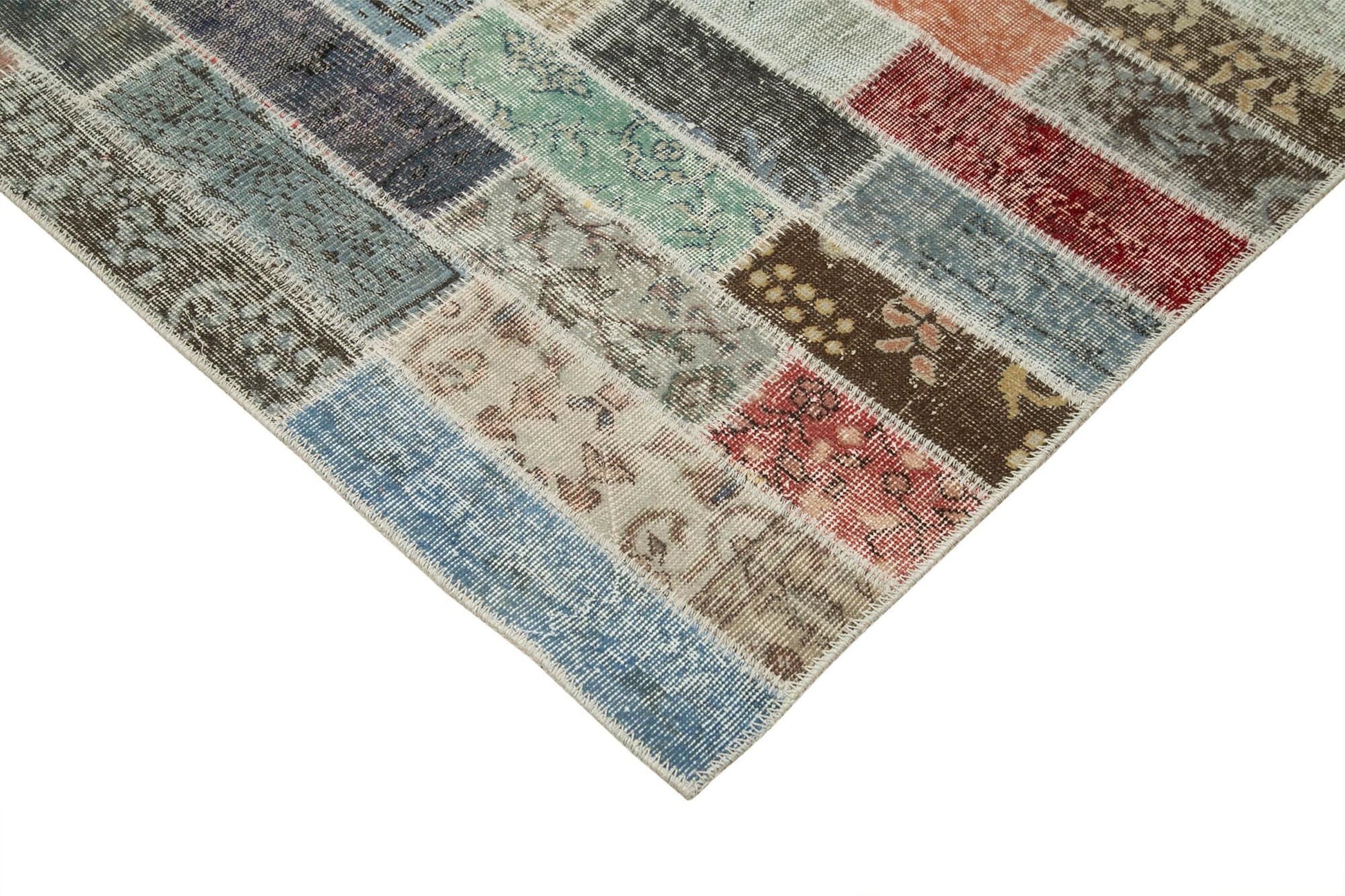 Kırk Yama Pembe Patchwork Pamuk Yün El Dokuma Halısı 300x405 Agacan