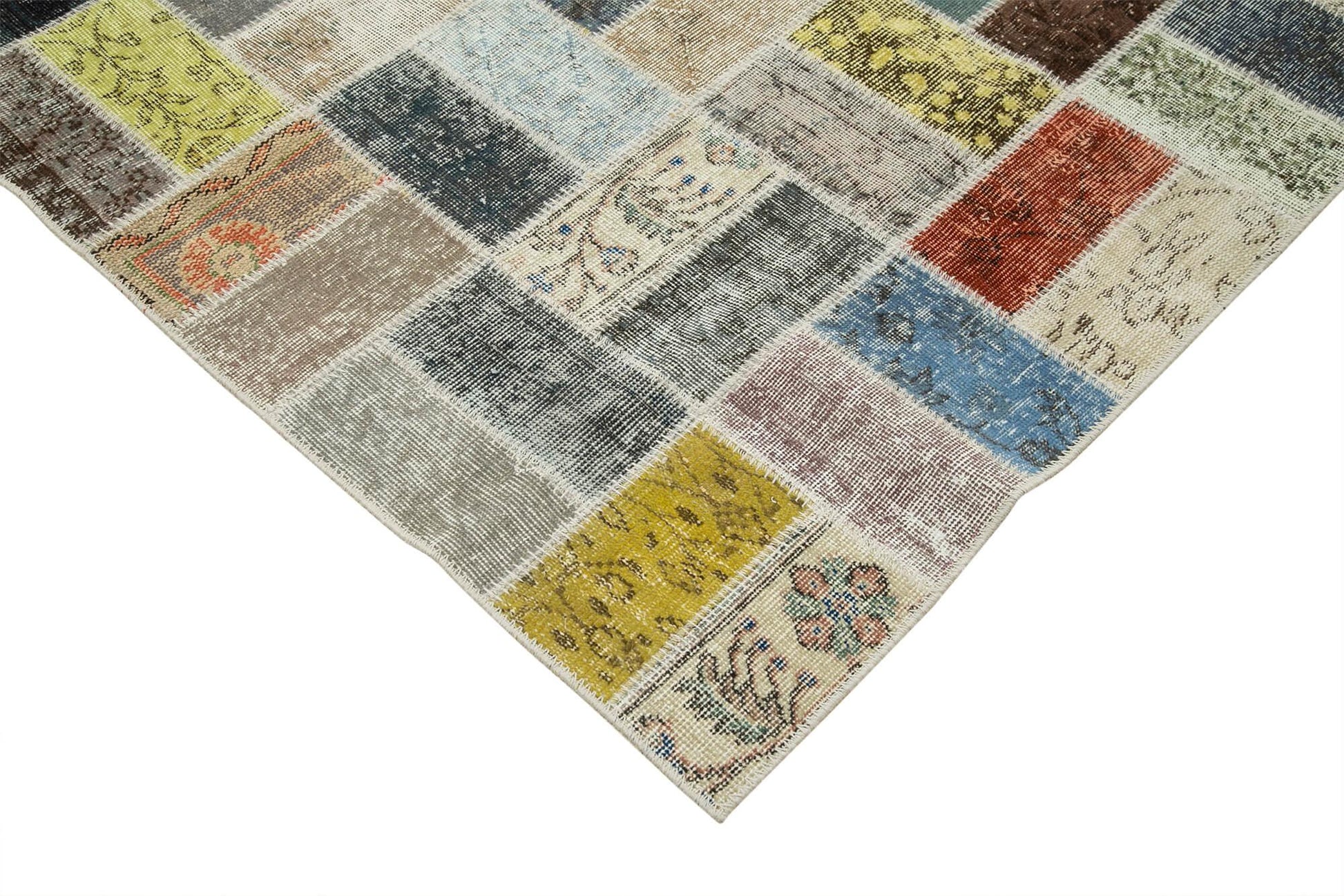 Kırk Yama Pembe Patchwork Pamuk Yün El Dokuma Halısı 293x412 Agacan