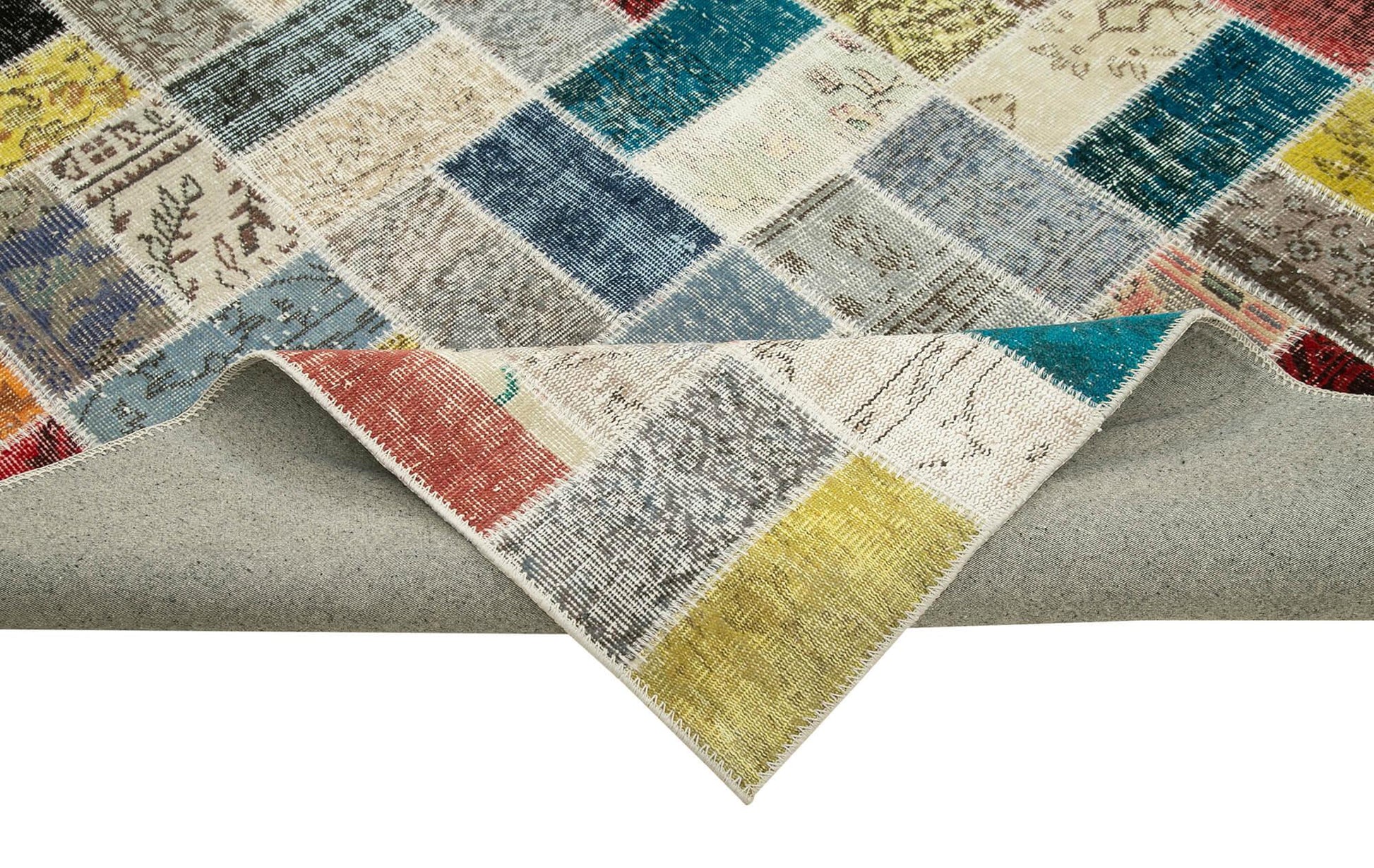 Kırk Yama Pembe Patchwork Pamuk Yün El Dokuma Halısı 293x412 Agacan