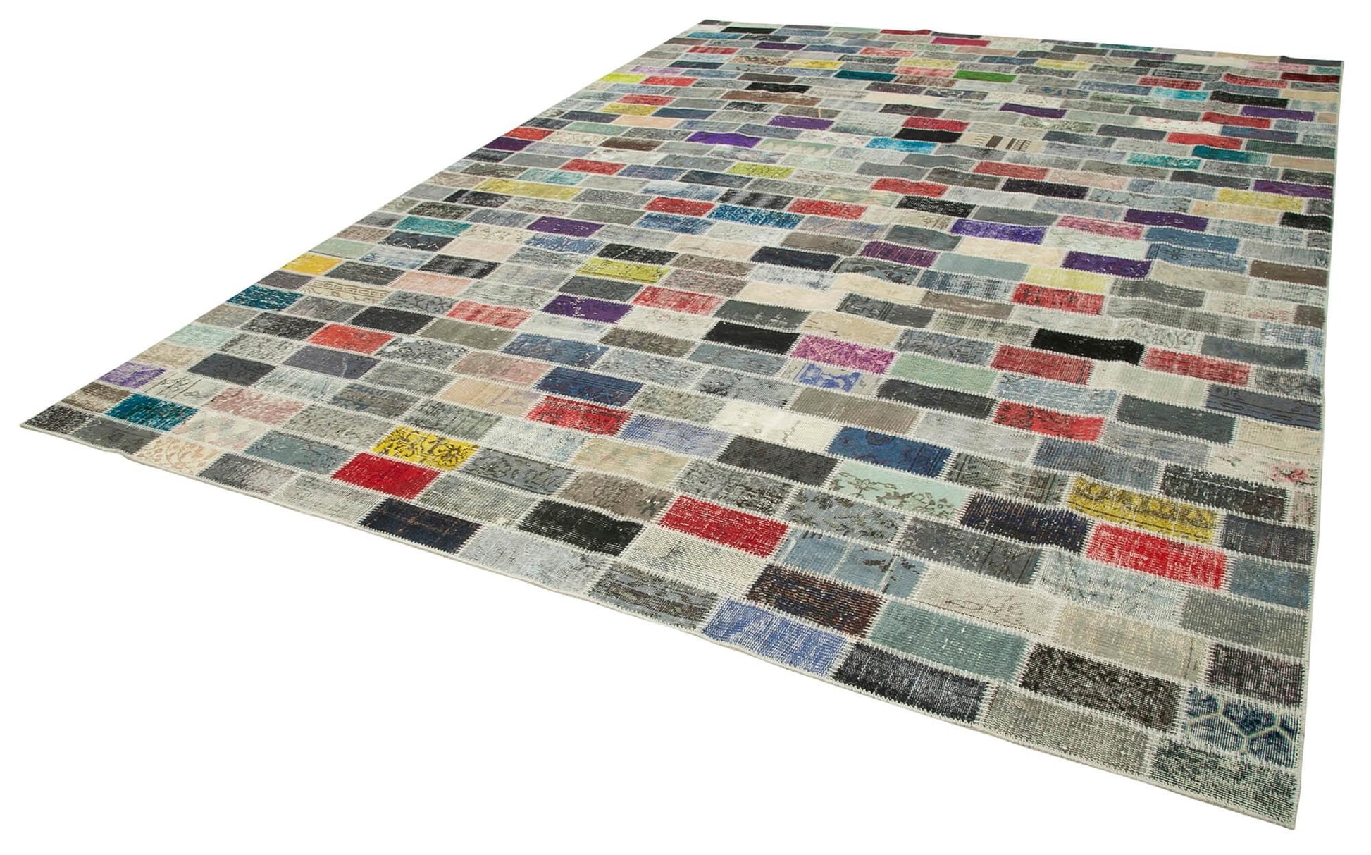 Kırk Yama Pembe Patchwork Pamuk Yün El Dokuma Halısı 306x412 Agacan