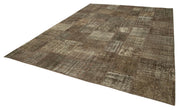 Kırk Yama Kahverengi Patchwork Pamuk Yün El Dokuma Halısı 296x403 Agacan