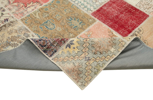 Kırk Yama Bej Patchwork Pamuk Yün El Dokuma Halısı 304x406 Agacan