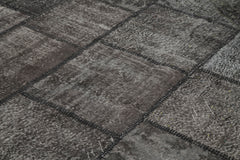 Kırk Yama Siyah Patchwork Pamuk Yün El Dokuma Halısı 303x401 Agacan