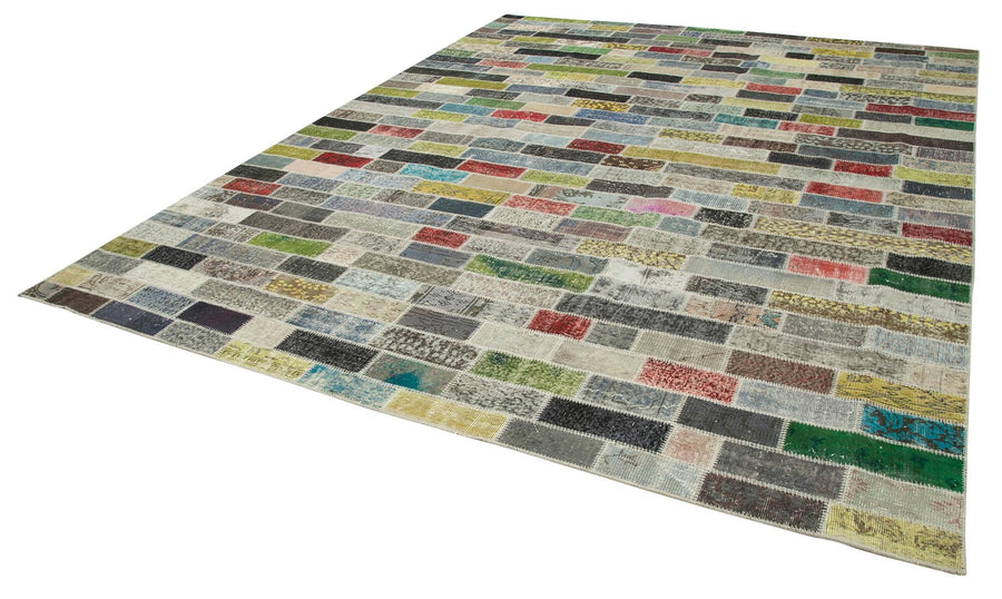 Kırk Yama Pembe Patchwork Pamuk Yün El Dokuma Halısı 300x387 Agacan