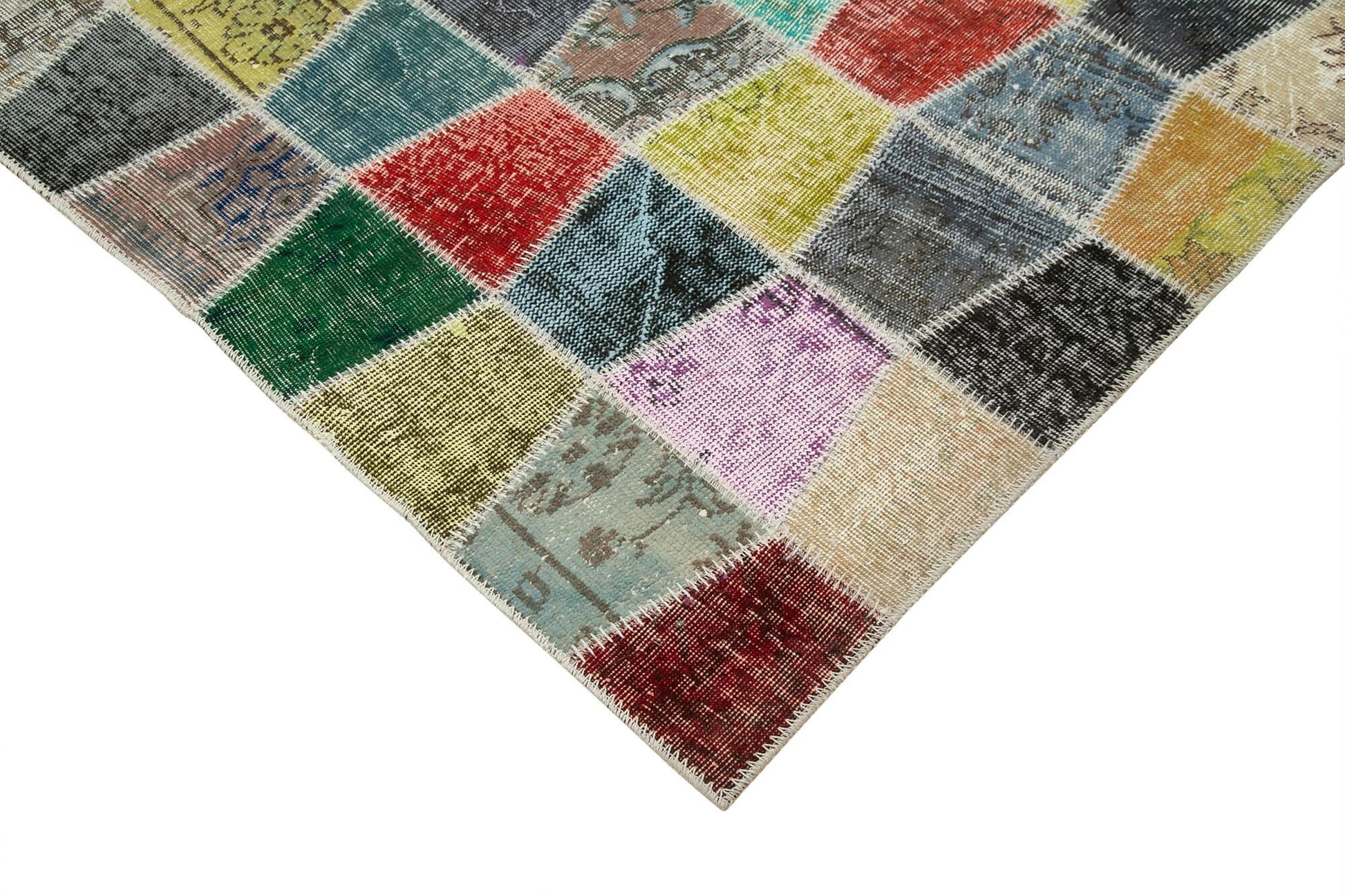 Kırk Yama Pembe Patchwork Pamuk Yün El Dokuma Halısı 306x403 Agacan