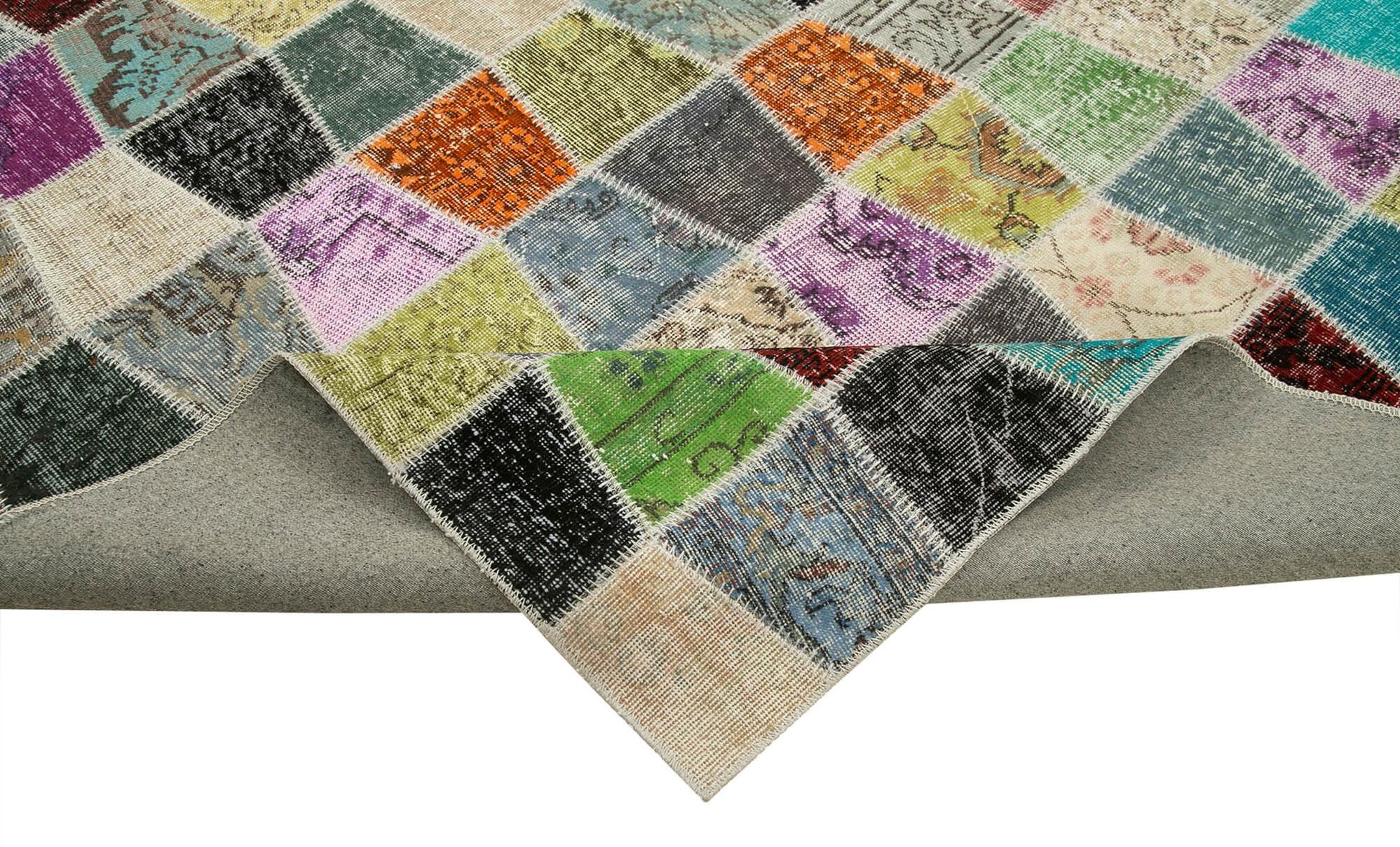 Kırk Yama Pembe Patchwork Pamuk Yün El Dokuma Halısı 306x403 Agacan