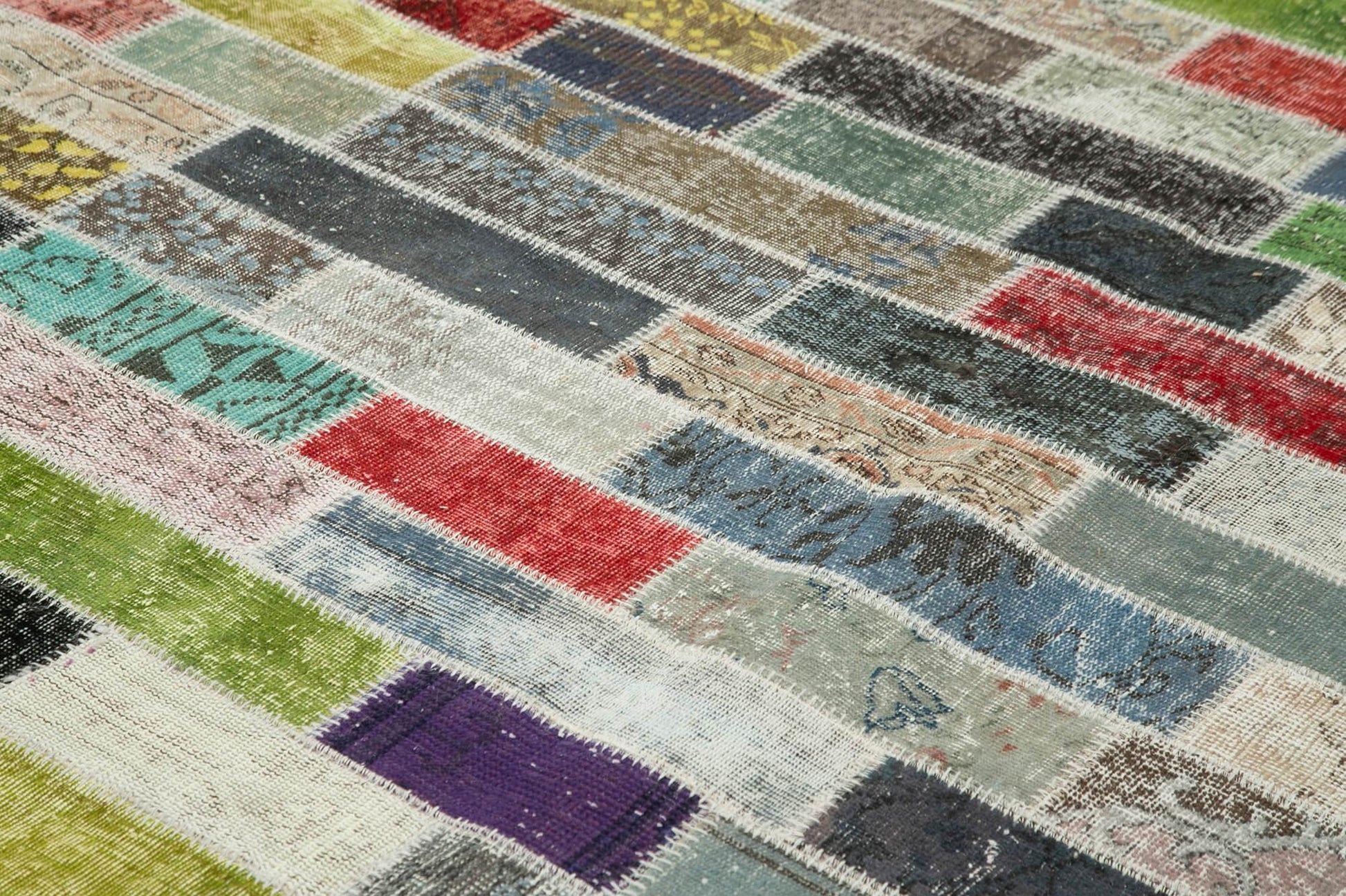 Kırk Yama Pembe Patchwork Pamuk Yün El Dokuma Halısı 302x387 Agacan