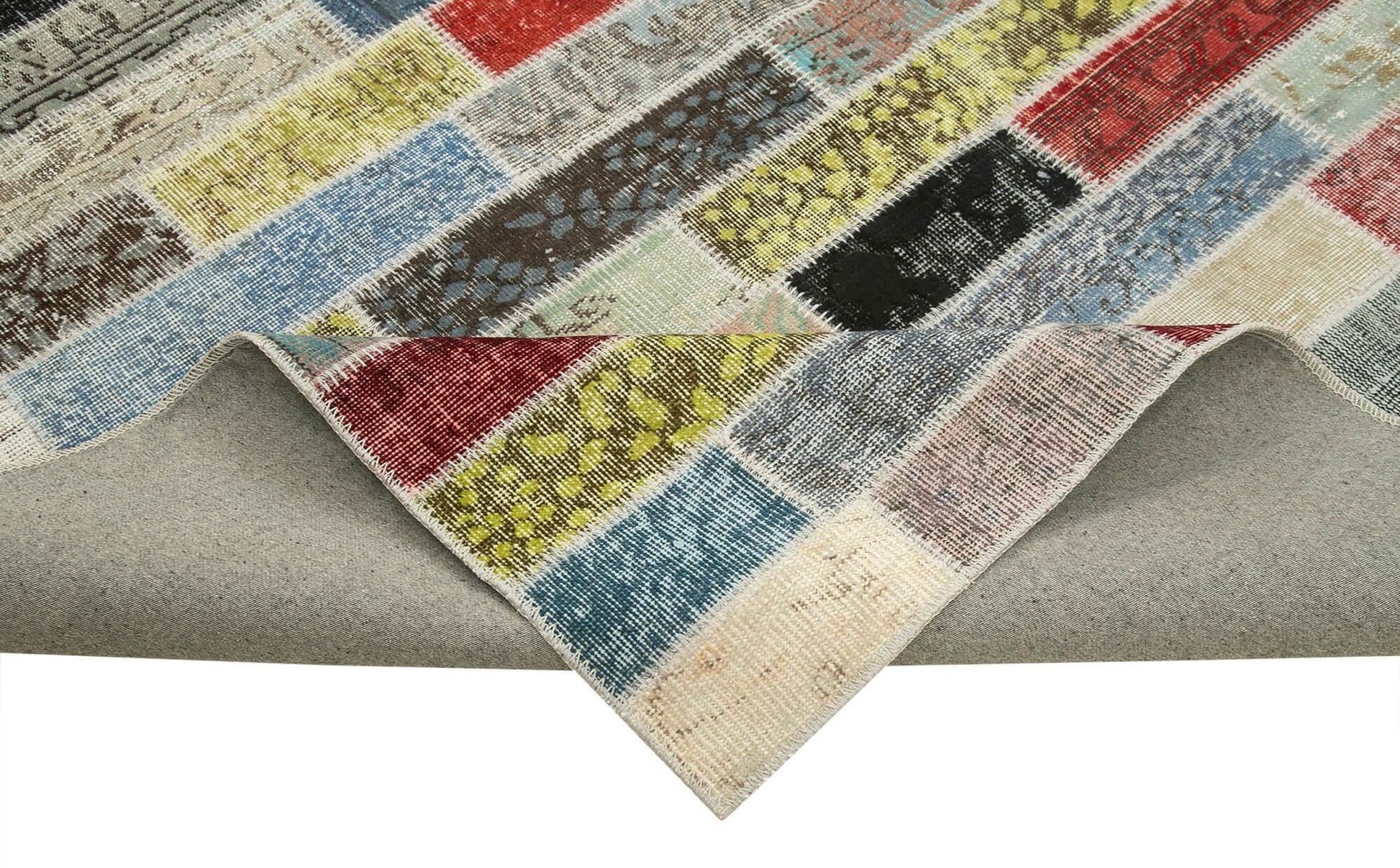 Kırk Yama Pembe Patchwork Pamuk Yün El Dokuma Halısı 302x387 Agacan