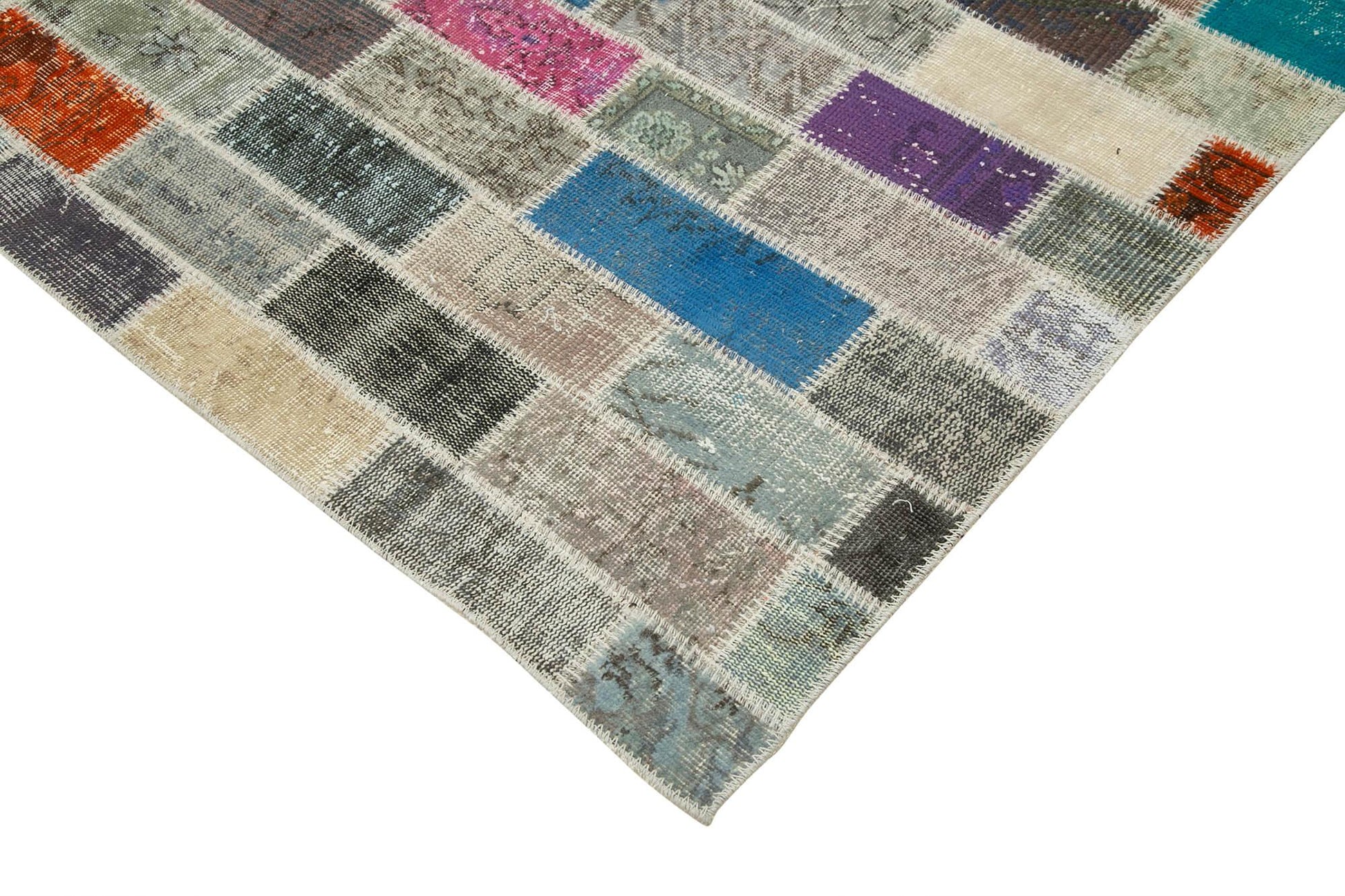 Kırk Yama Pembe Patchwork Pamuk Yün El Dokuma Halısı 298x408 Agacan