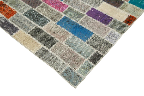 Kırk Yama Pembe Patchwork Pamuk Yün El Dokuma Halısı 298x408 Agacan