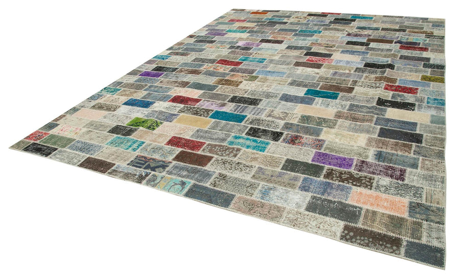Kırk Yama Pembe Patchwork Pamuk Yün El Dokuma Halısı 298x400 Agacan