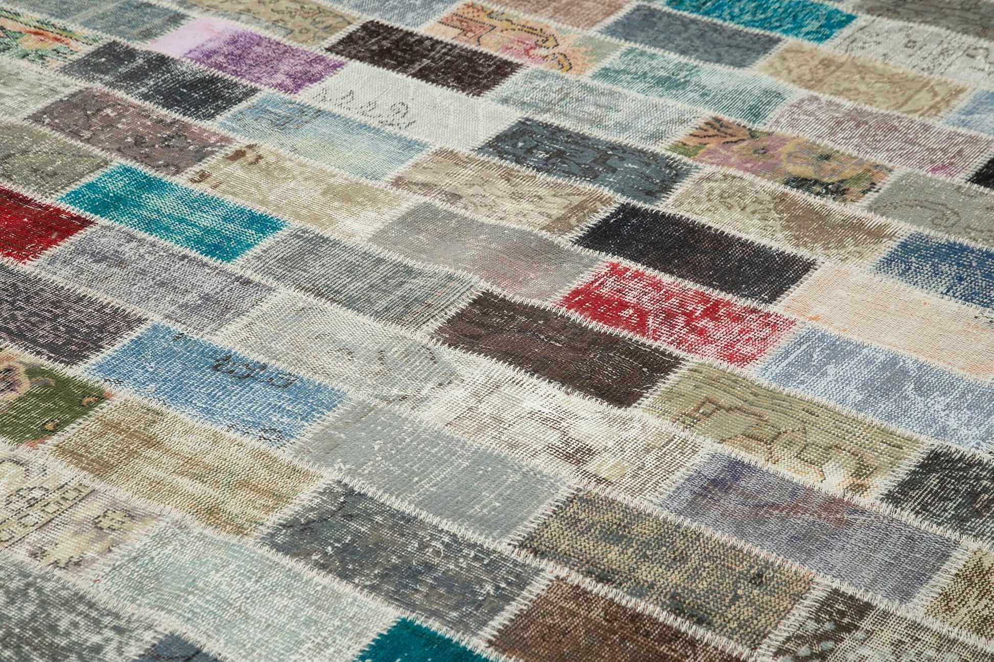 Kırk Yama Pembe Patchwork Pamuk Yün El Dokuma Halısı 298x400 Agacan