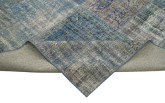 Kırk Yama Mavi Patchwork Pamuk Yün El Dokuma Halısı 296x400 Agacan