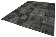 Kırk Yama Siyah Patchwork Pamuk Yün El Dokuma Halısı 255x352 Agacan