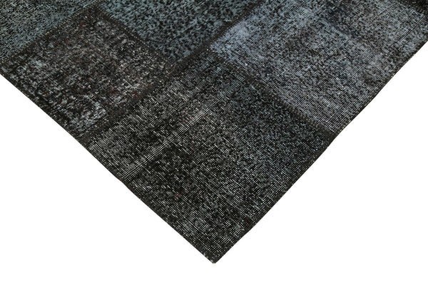 Kırk Yama Siyah Patchwork Pamuk Yün El Dokuma Halısı 255x352 Agacan