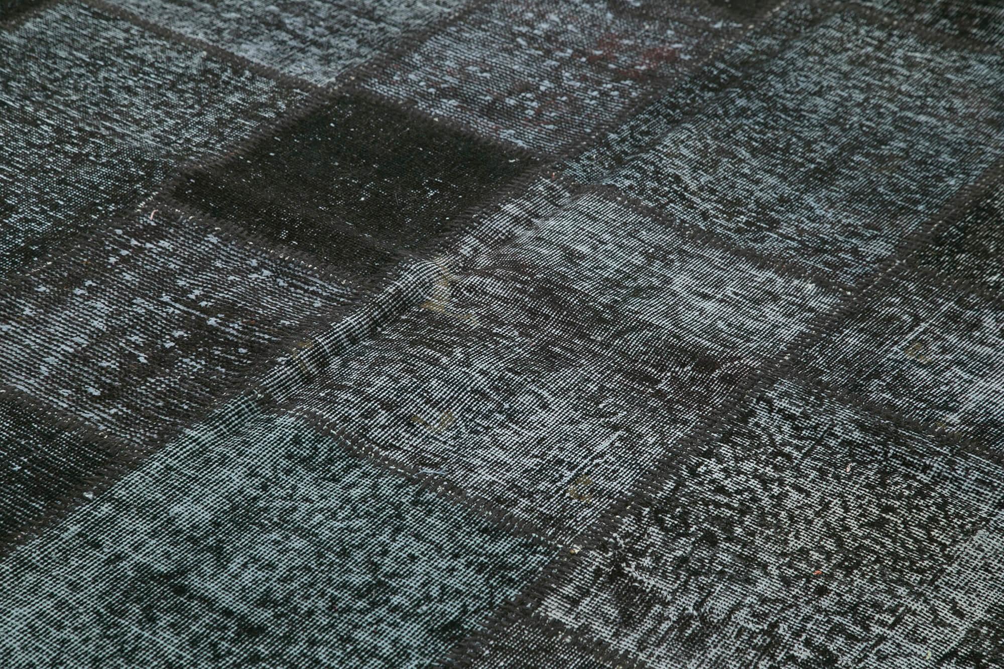 Kırk Yama Siyah Patchwork Pamuk Yün El Dokuma Halısı 255x352 Agacan