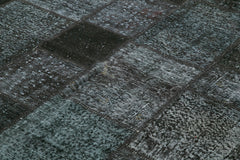 Kırk Yama Siyah Patchwork Pamuk Yün El Dokuma Halısı 255x352 Agacan