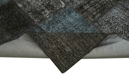 Kırk Yama Siyah Patchwork Pamuk Yün El Dokuma Halısı 255x352 Agacan
