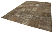 Kırk Yama Kahverengi Patchwork Pamuk Yün El Dokuma Halısı 254x351 Agacan
