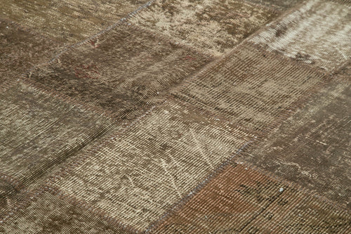 Kırk Yama Kahverengi Patchwork Pamuk Yün El Dokuma Halısı 254x351 Agacan