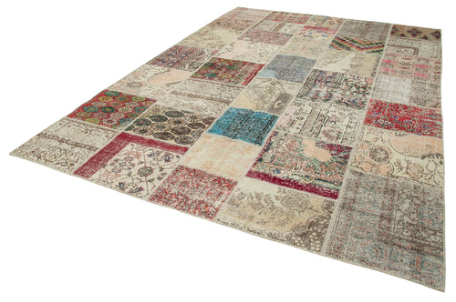 Kırk Yama Gri Patchwork Pamuk Yün El Dokuma Halısı 250x353 Agacan