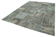 Kırk Yama Gri Patchwork Pamuk Yün El Dokuma Halısı 250x354 Agacan