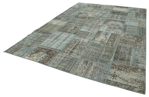 Kırk Yama Gri Patchwork Pamuk Yün El Dokuma Halısı 250x354 Agacan