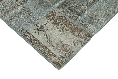Kırk Yama Gri Patchwork Pamuk Yün El Dokuma Halısı 250x354 Agacan