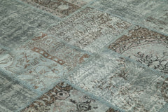 Kırk Yama Gri Patchwork Pamuk Yün El Dokuma Halısı 250x354 Agacan