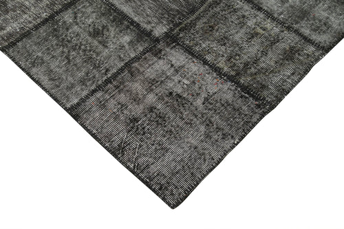 Kırk Yama Siyah Patchwork Pamuk Yün El Dokuma Halısı 254x356 Agacan