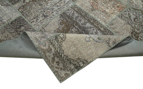 Kırk Yama Gri Patchwork Pamuk Yün El Dokuma Halısı 251x356 Agacan